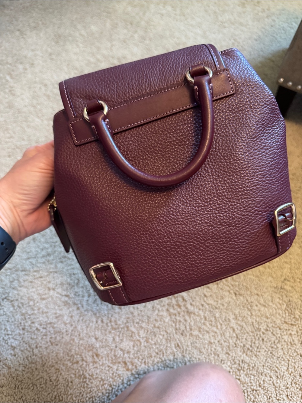 Coach Burgundy Pebbled Leather Mini Backpack COLOR SOLD OUT - Picture 2 of 6